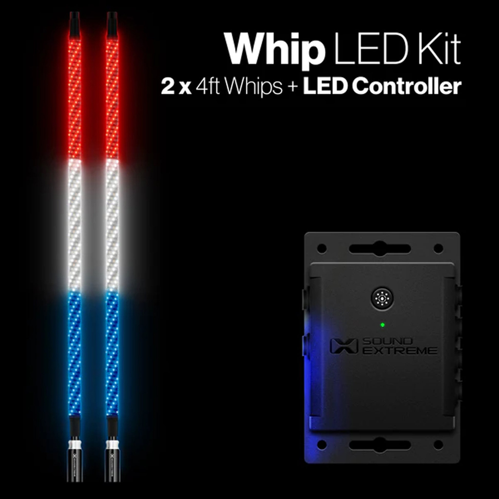 Ecoxgear Extreme Whip Kit 2 x 4ft plus LEDCast Controller - SEI-LEDZ4WHP4X2AU